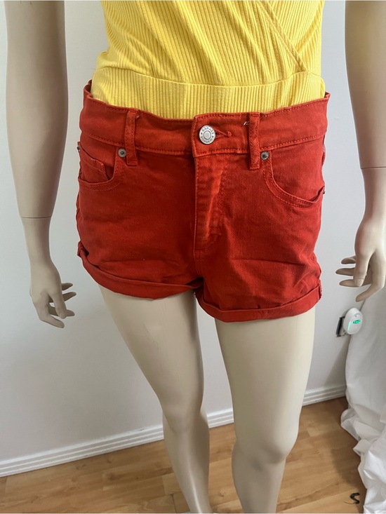 Garage Pants - Garage Women's Red Denim Roll-Hem Shorts